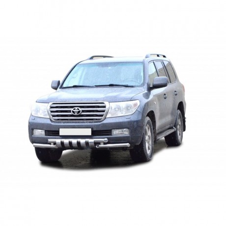 Защита переднего бампера «Труба двойная» Люкс (d63,5) для Toyota Land Cruiser 200 (2007-2011)(Окрашенное) купить недорого с доставкой в Балахна