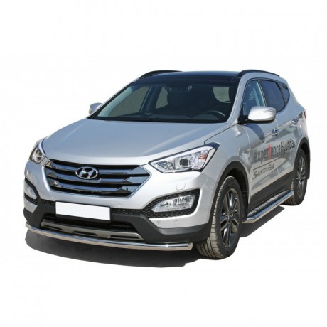 Защита переднего бампера «Труба» (d63,5) для Hyundai Santa Fe (2012-2016)(Окрашенное) купить недорого с доставкой в Балахна