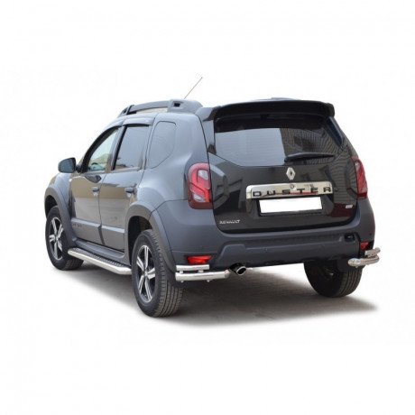 Защита заднего бампера «Уголки двойные» (d63.5) для Renault Duster (2015-н.в.)(Окрашенное) купить недорого с доставкой в Балахна