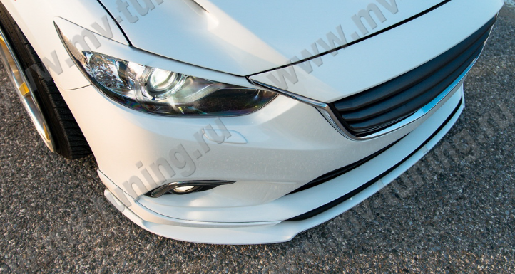 Сплиттер переднего бампера под клыки №2 "Lite Style" для Mazda 6 (2013-н.в.) купить недорого с доставкой в Балахна
