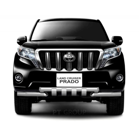 Защита переднего бампера двойная с зубьями d63/63мм (НПС) Toyota Land Cruiser Prado 150 (2013-2016 г.в.) купить недорого с доставкой в Балахна