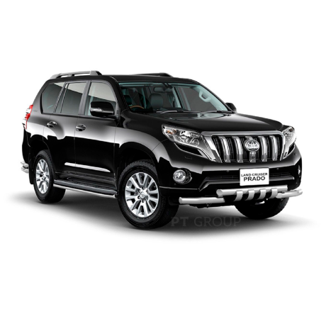Защита переднего бампера двойная с зубьями d63/63мм (НПС) Toyota Land Cruiser Prado 150 (2013-2016 г.в.) купить недорого с доставкой в Балахна