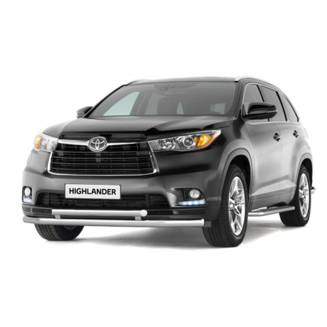 Защита переднего бампера двойная d63/51мм (НПС) Toyota Highlander (2014-н.в.) купить недорого с доставкой в Балахна