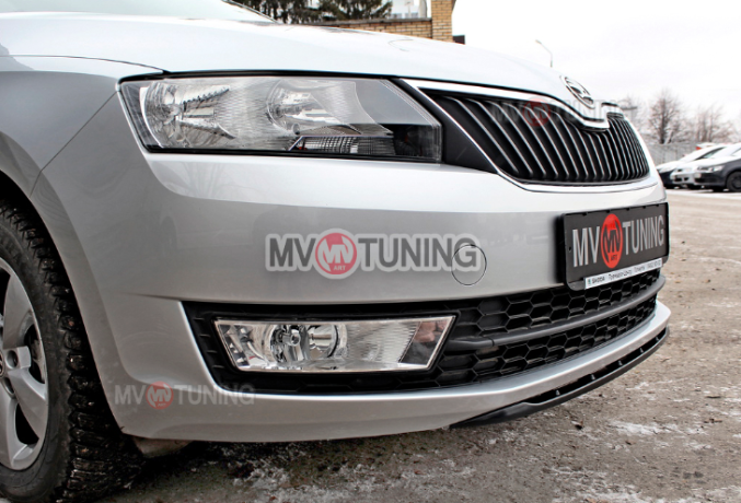 Спойлер переднего бампера (текстурный пластик) для Skoda Rapid (2012-н.в.) купить недорого с доставкой в Балахна