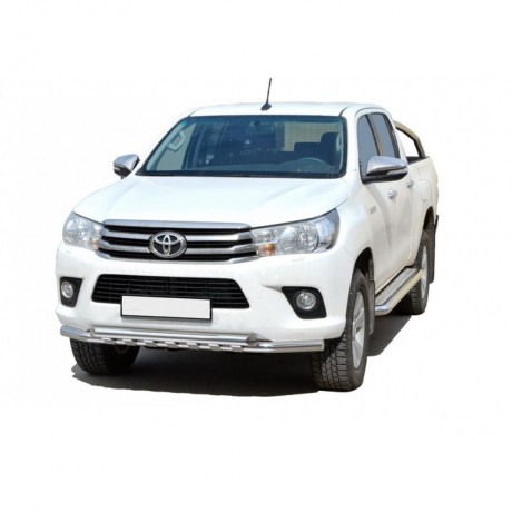 Защита порогов с алюминиевым листом (d63,5) для Toyota Hilux pickup (2017-н.в.)(Окрашенное) купить недорого с доставкой в Балахна