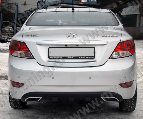Диффузор заднего бампера var №2 (текстурный пластик) для Hyundai Solaris (2010-2013) купить недорого с доставкой в Балахна
