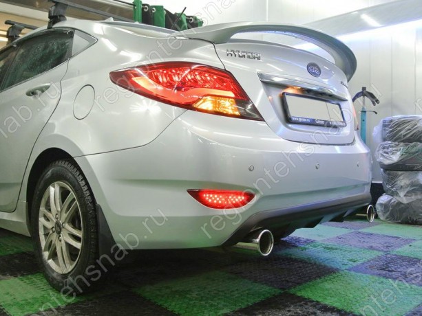 Диффузор заднего бампера var №3 (двойной выхлоп) для Hyundai Solaris (2010-2013) купить недорого с доставкой в Балахна