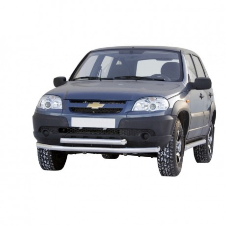 Защита переднего бампера "Труба двойная" B@3 2123 "Chevrolet Niv@" RS (d63.5) купить недорого с доставкой в Балахна