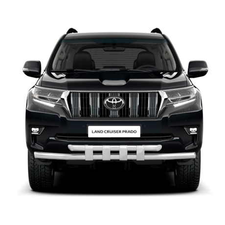 Защита переднего бампера двойная с пластинами d63/63мм (НПС) TOYOTA LAND CRUISER PRADO 150 (2017-н.в.) купить недорого с доставкой в Балахна