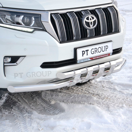 Защита переднего бампера двойная с пластинами d63/63мм (НПС) TOYOTA LAND CRUISER PRADO 150 (2017-н.в.) купить недорого с доставкой в Балахна