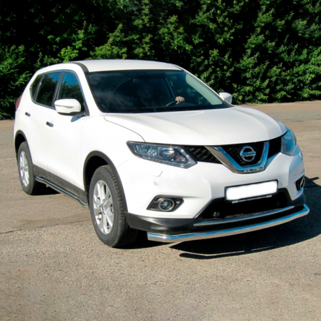 Защита переднего бампера одинарная d63мм (НПС) Nissan X-Trail (2015-н.в.) купить недорого с доставкой в Балахна