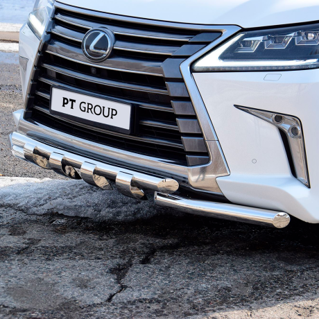 Защита переднего бампера двойная с зубьями d63/63мм (НПС) LEXUS 450D (2015-н.в.) купить недорого с доставкой в Балахна