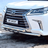 Защита переднего бампера двойная с пластинами d63/63мм (НПС) LEXUS 450D (2015-н.в.) купить недорого с доставкой в Балахна