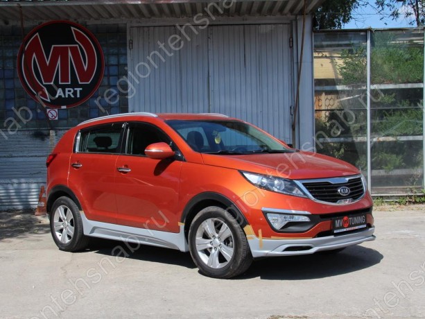 Накладки на пороги "JSW Style" для KIA Sportage (3rd) (2010-2016) купить недорого с доставкой в Балахна
